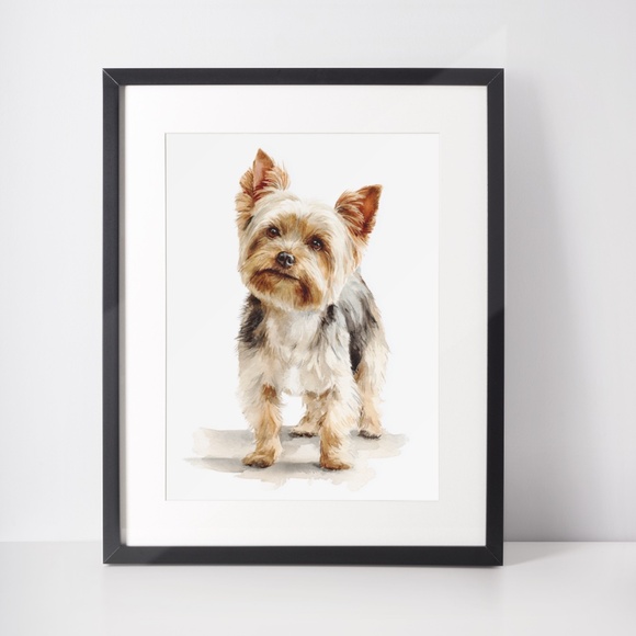 Watercolor Yorkshire Dog Portrait Art Print – Unframed Fine Art Poster - Picture 3 of 5